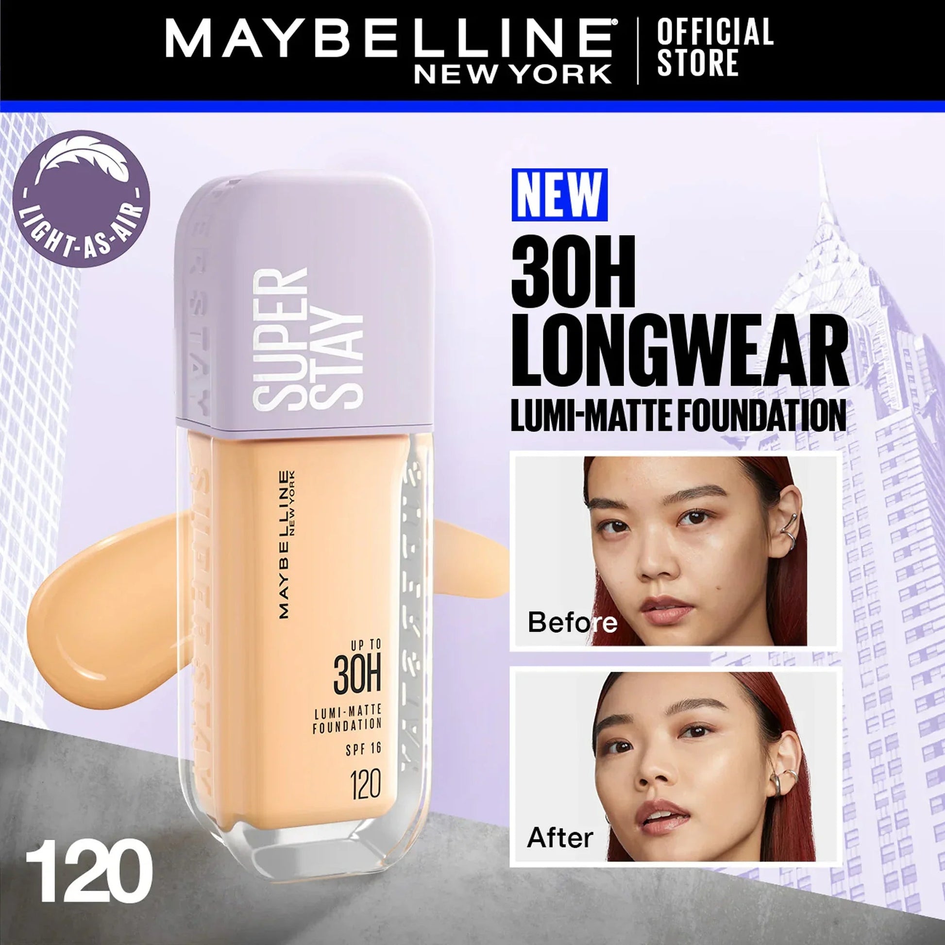 maybelline lumi matte foundation 120
shade