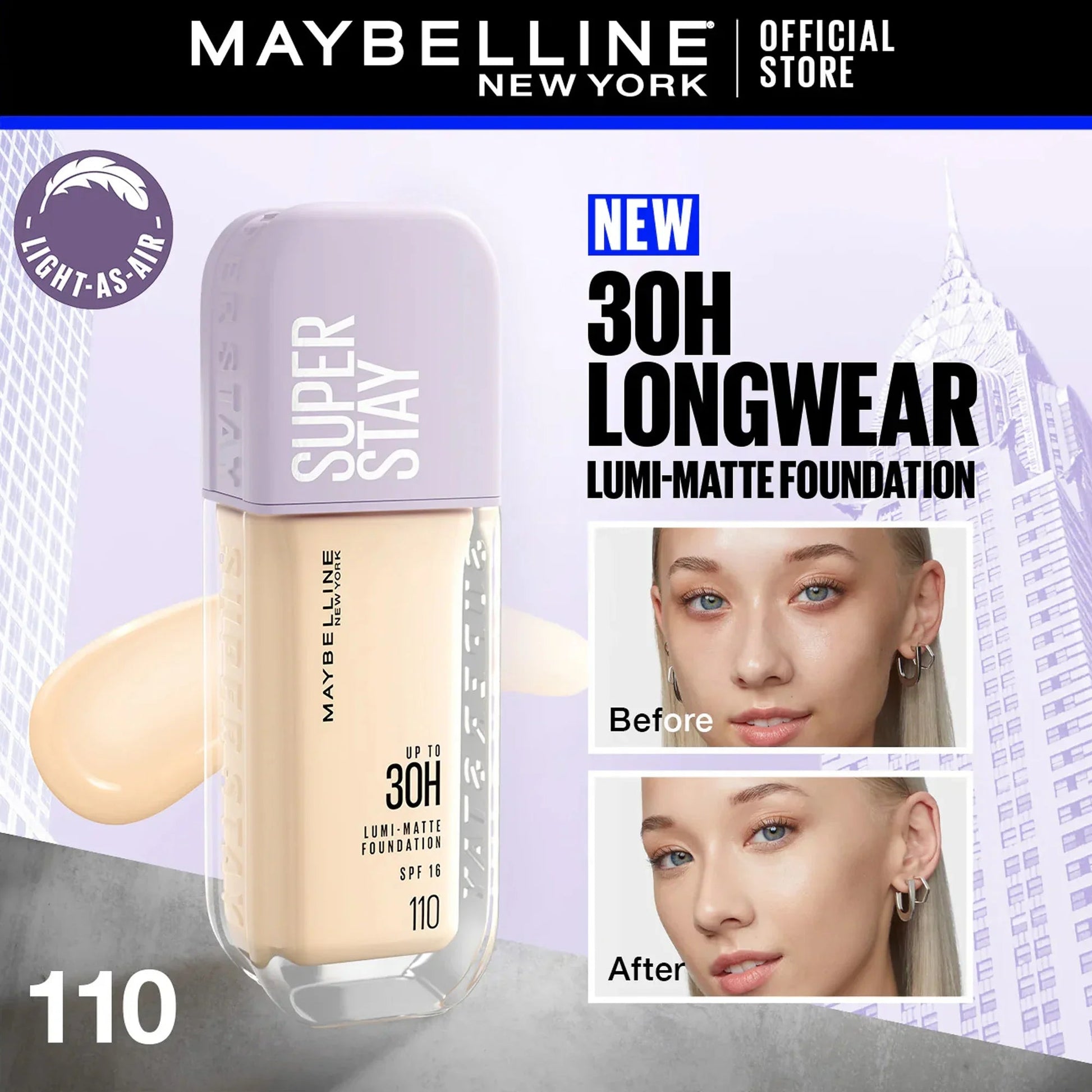 maybelline lumi matte foundation 110
