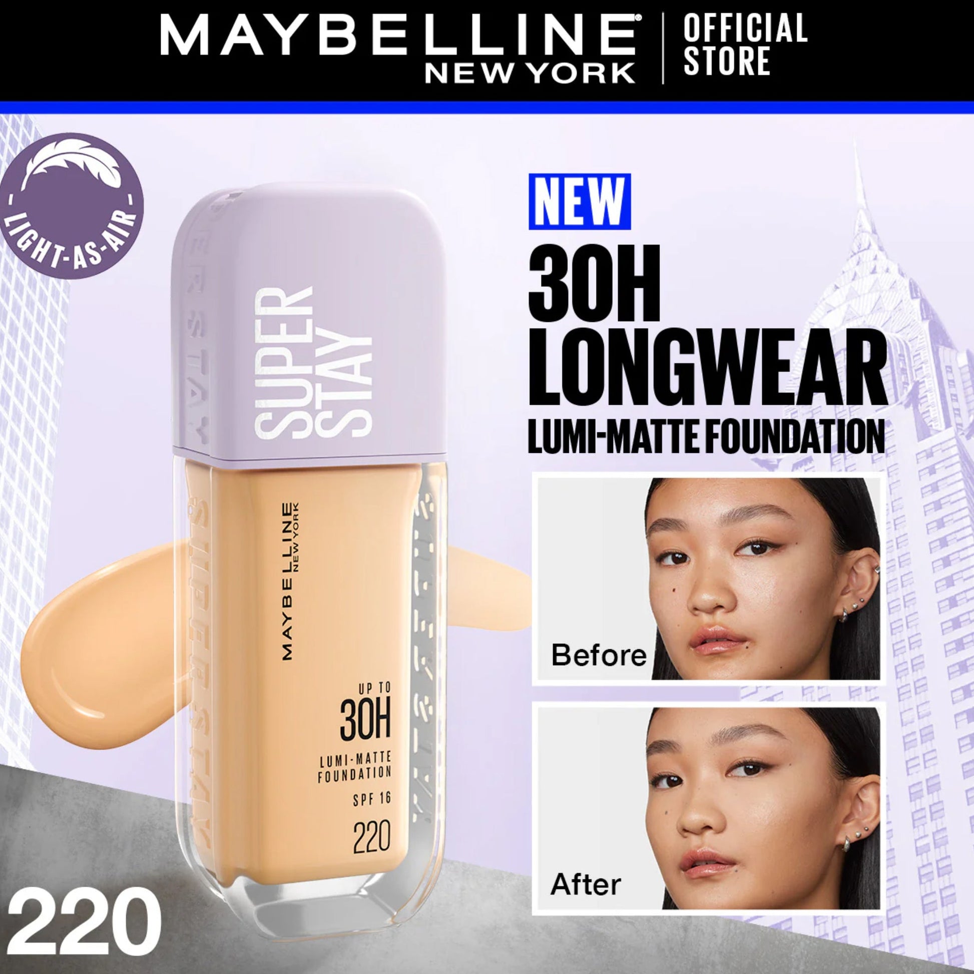 maybelline lumi matte foundation 220
