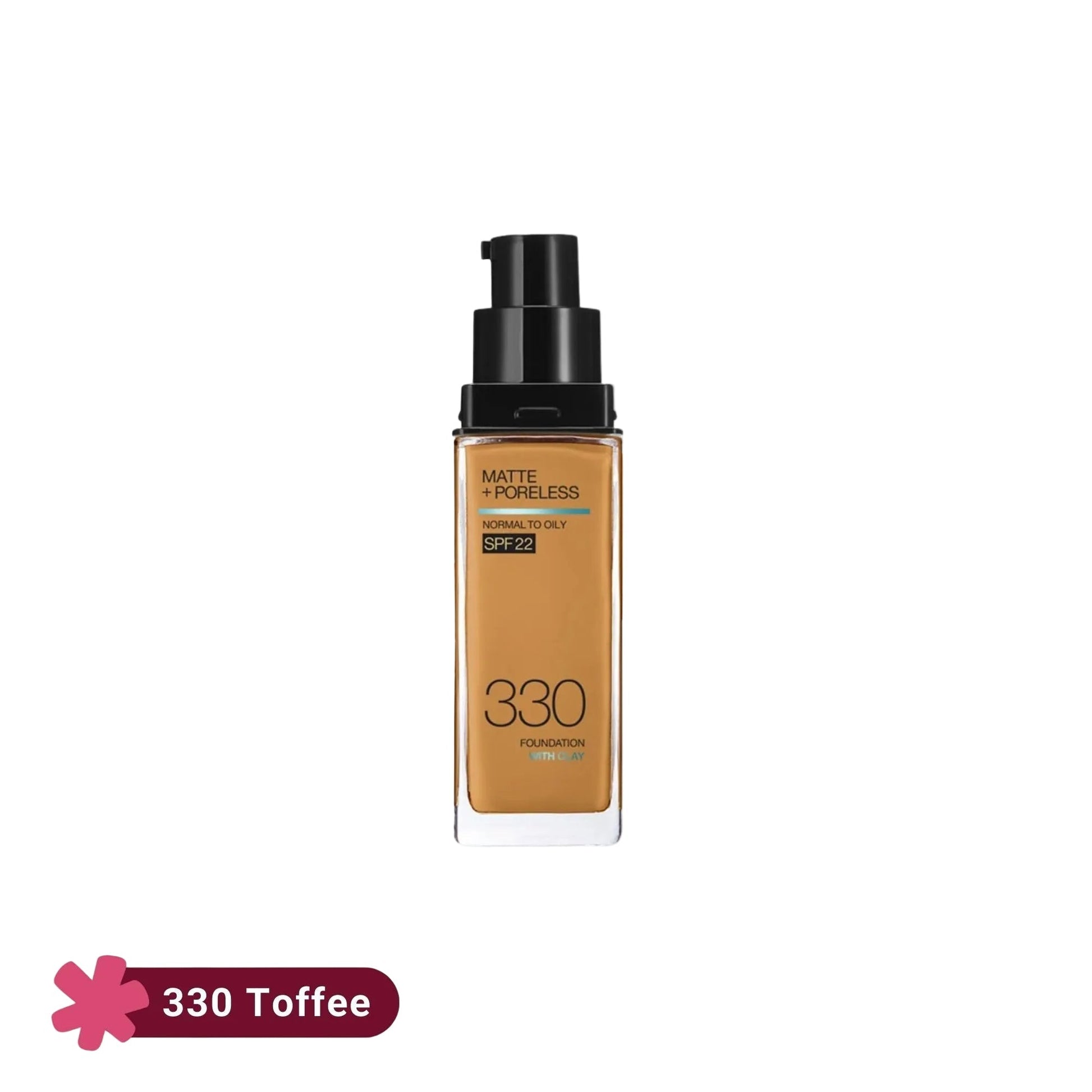 Maybelline Fit Me Matte+Poreless Liquid Foundation With Clay Normal to Oily SPF 22 330 Toffee 30ml