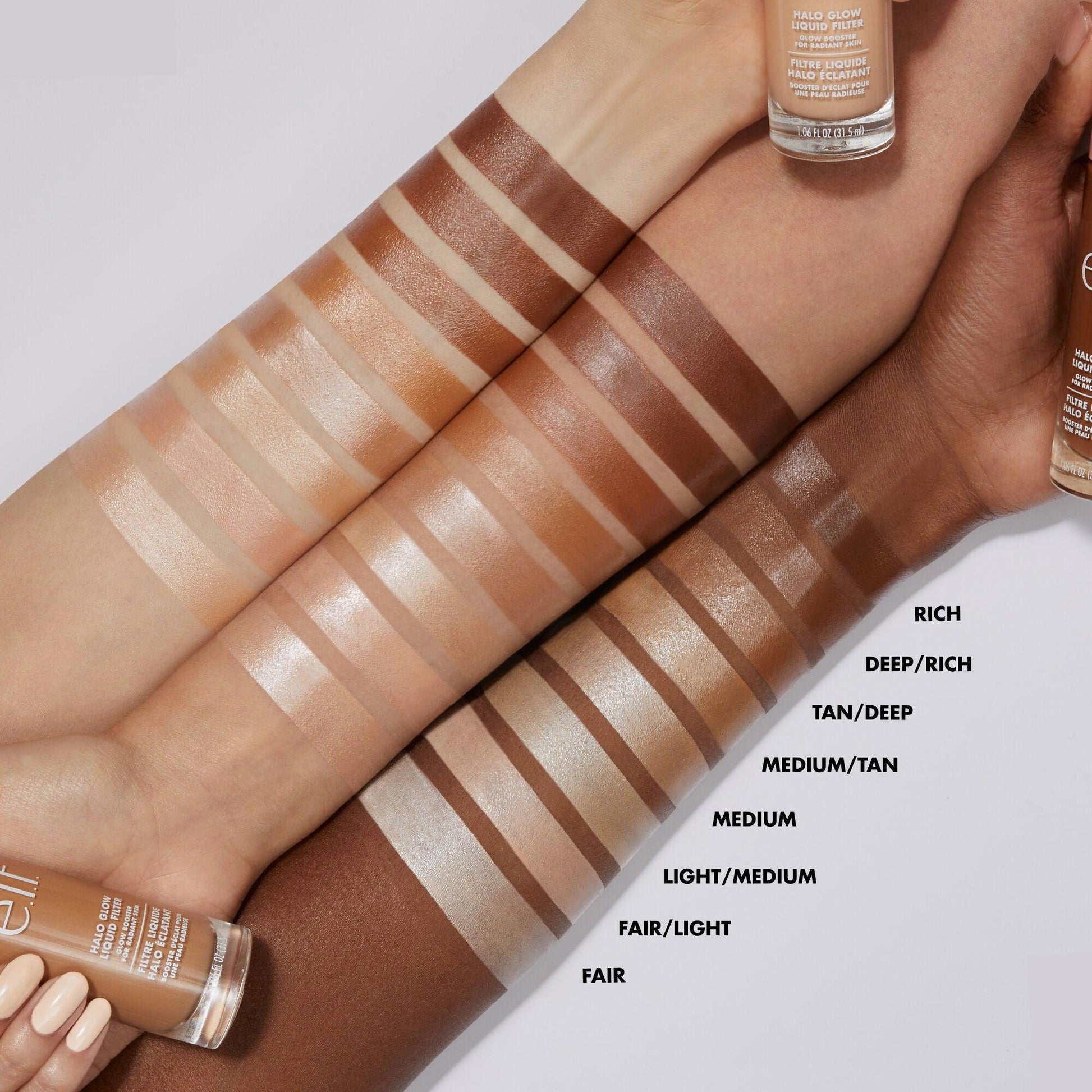 Elf Halo Glow Liquid Filter Glow Booster shades