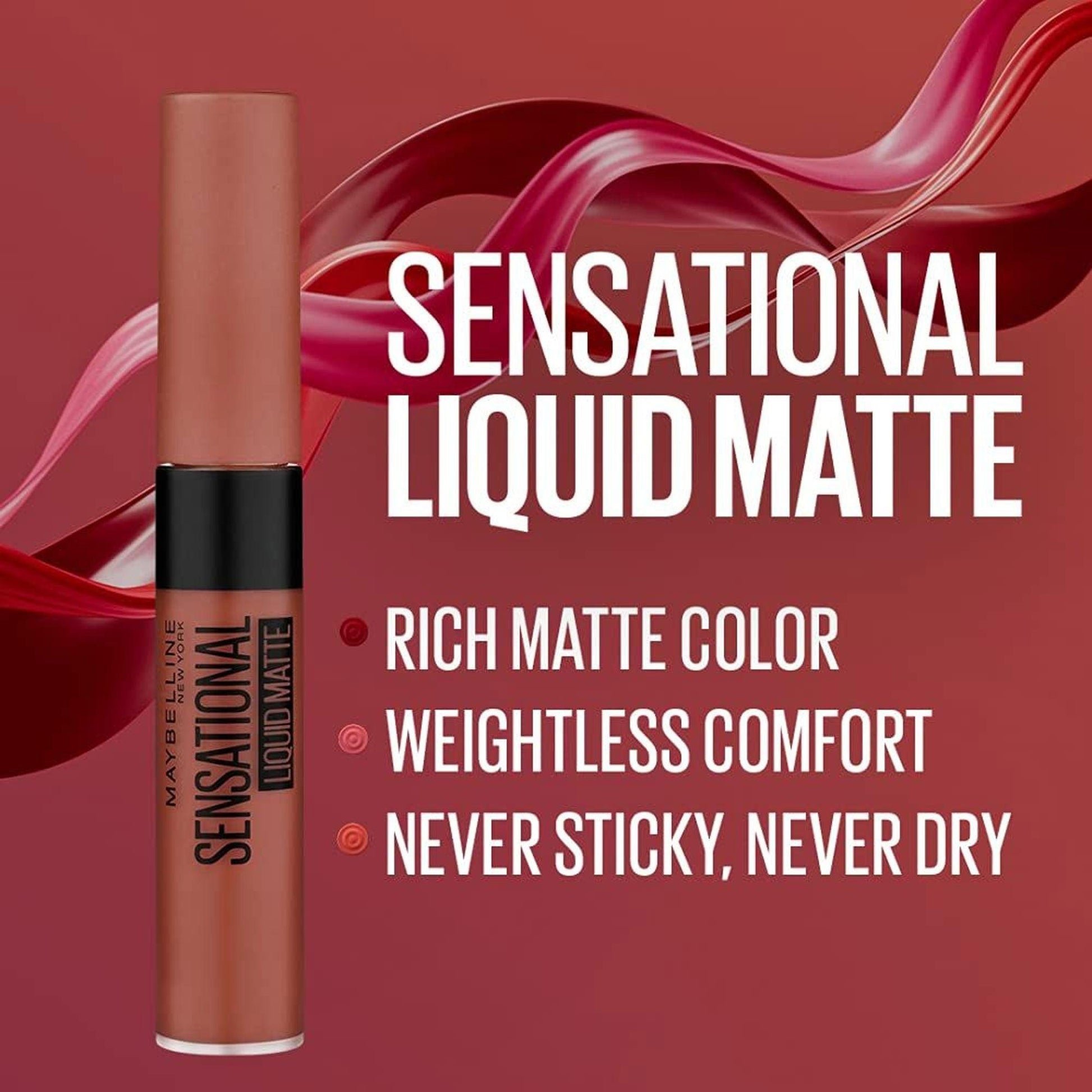 Maybelline Sensational Liquid Matte Lipstick NU02 Strip It Off 7ml - Fama Originals