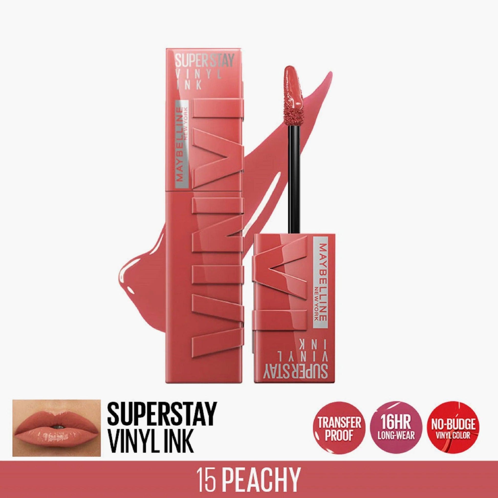 Maybelline Superstay Vinyl Ink Liquid Lipstick 15 Peachy 4.2ml - Fama Originals