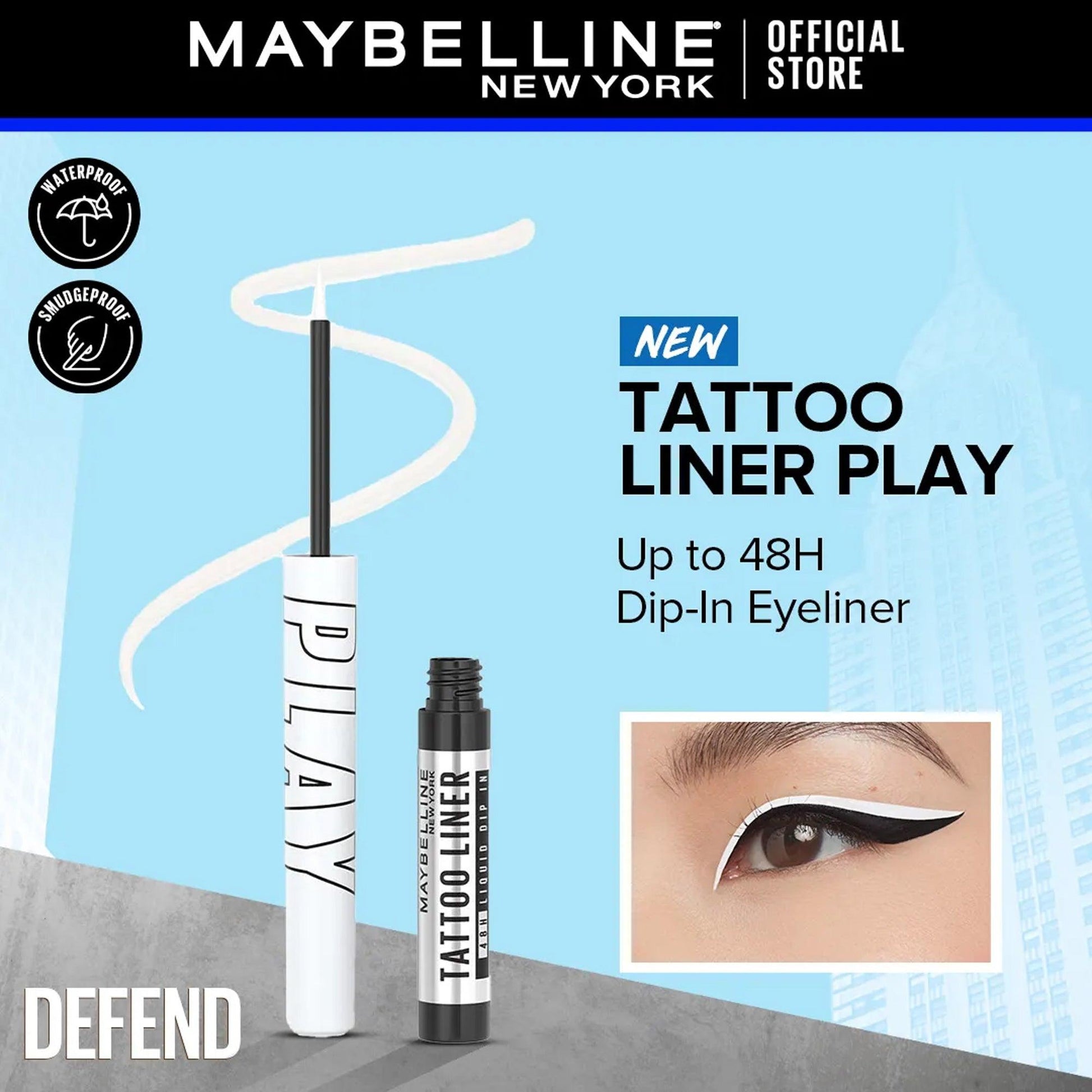 Maybelline Tattoo Liner Play 48H Liquid Dip In Eyeliner Defend 1 Piece 