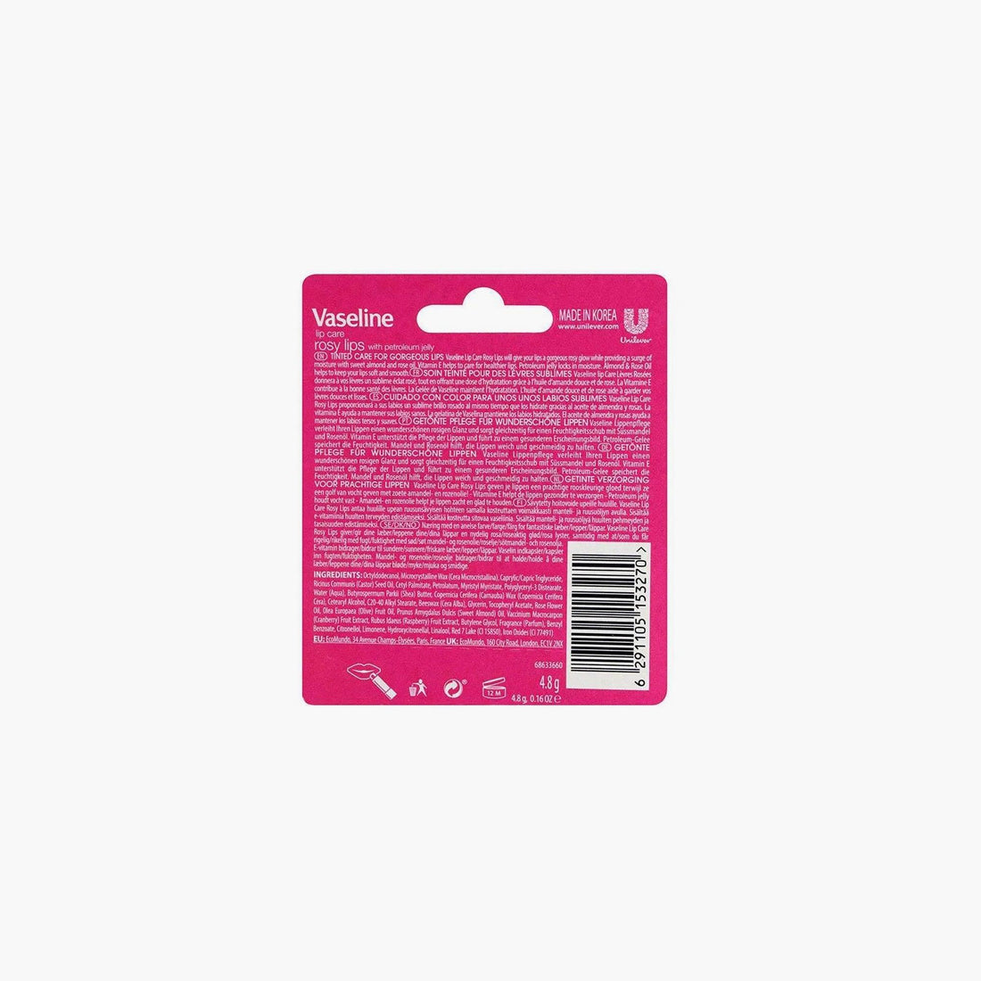 Vaseline Rosy Lips Lip Care With Petroleum Jelly 4.8gm